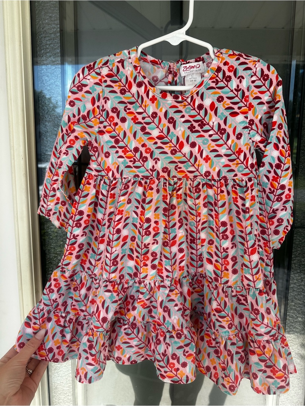 Zutano Girls' Floral Tiered Long-Sleeve Dress - Pink/Multi 100% cotton